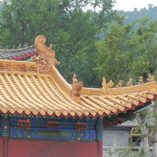 Plain Chinese Ceramic Roof Tiles Green Glazed Handmade Clay Roof Tiles
