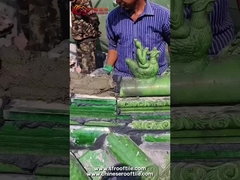 Glazed Surface Antique Chinese Roof Tile Figures Decoration