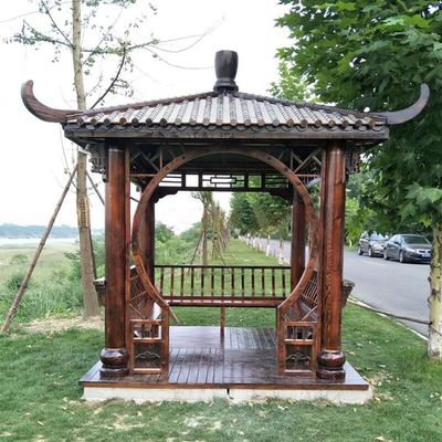 quality  Outdoor Pavilion Chinese Wood Gazebo Hexagonal 3m Antique Garden Pagoda factory