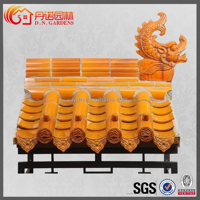 Old Chinese Style Glazed Gazebo Roof Tiles Yellow Color