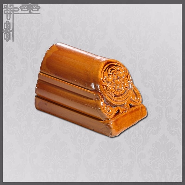 Chinese Style Glazed Roofing Tiles Decorative Ridge End Yellow Color For Chinatown