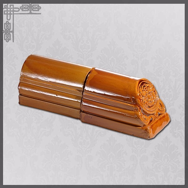 Chinese Style Glazed Roofing Tiles Decorative Ridge End Yellow Color For Chinatown