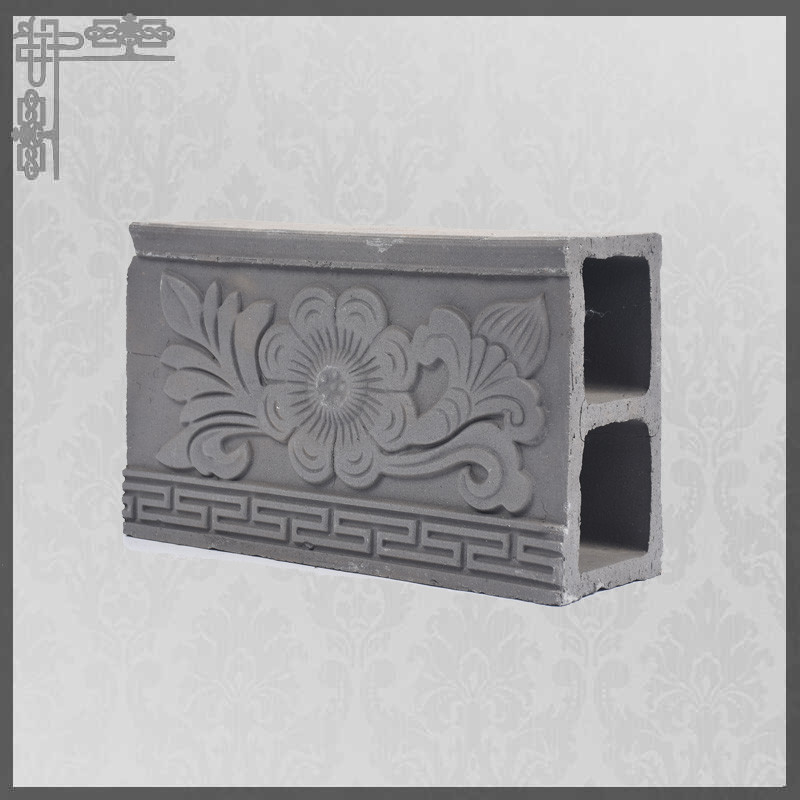 Chinese Clay Material Grey Roof Ridge Tile Flower Pattern For Roof Top