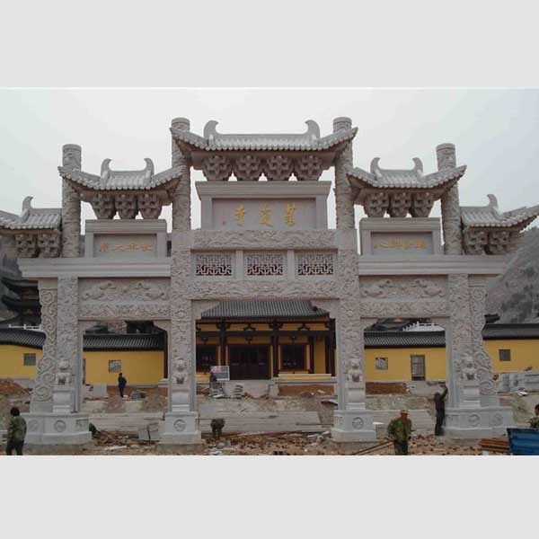 Chinese Style Garden Large Stone Archway Temple Memorial Stone Gate Outdoor