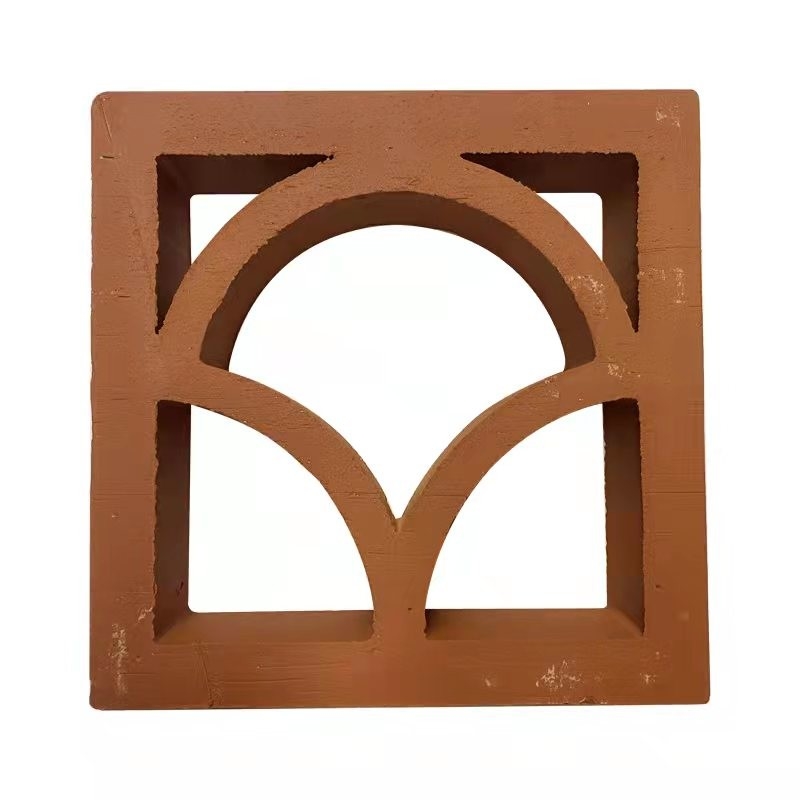Natural Red Clay Terracotta Hollow Blocks Jali Tiles For Wall Cladding Wind Size 200x200x60 Mm Square Pattern