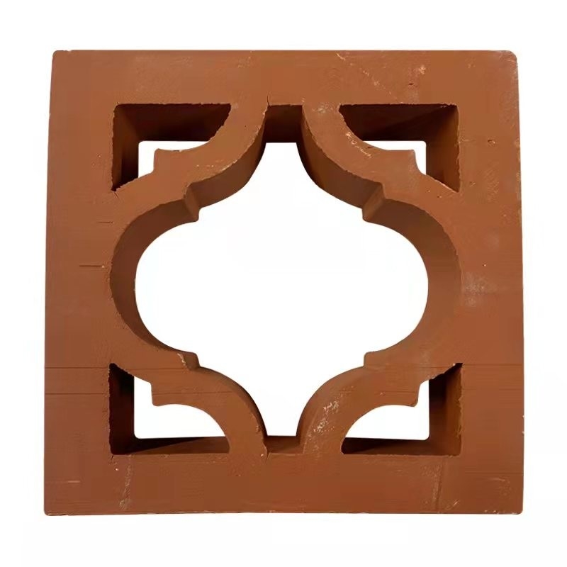 Natural Red Clay Terracotta Hollow Blocks Jali Tiles For Wall Cladding Wind Size 200x200x60 Mm Square Pattern
