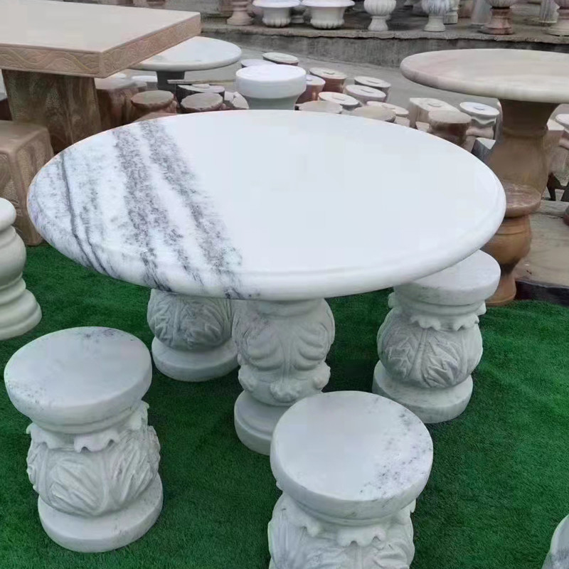 Chinese Style Natural Granite Stone Outdoor Garden Stone Table Round Shape