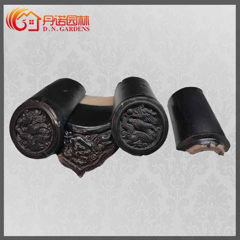 Traditional Ceramic Chinese Black Color Glazed Roof Tiles And Accessories
