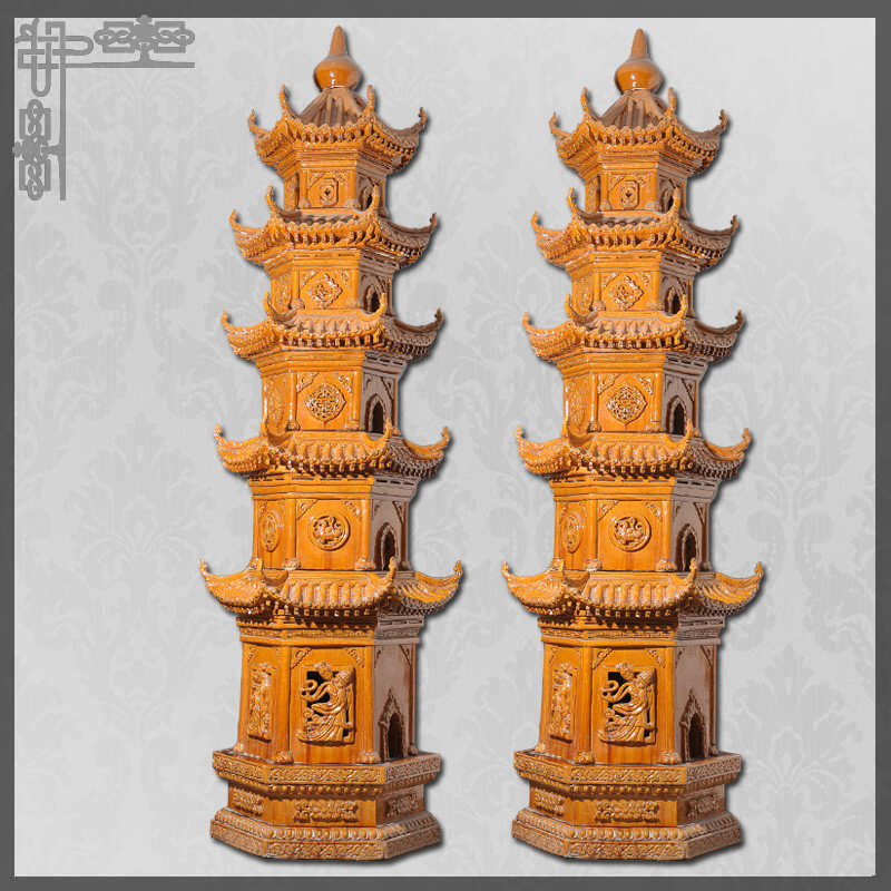 Customize Size Color Chinese Roof Decoration Huge Carving Pagoda