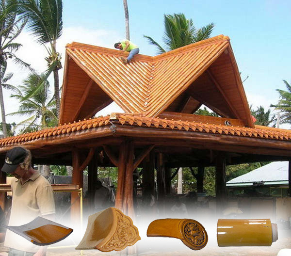 Thai Style Galzed Roof Tiles Building Material For Hotel Villa High Resistant