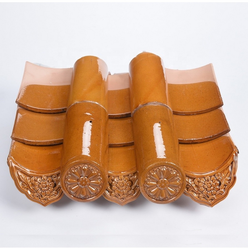 Anti Aging Chinese Style Temple Roof Tiles Glazed Clay Roof Tile Customizable