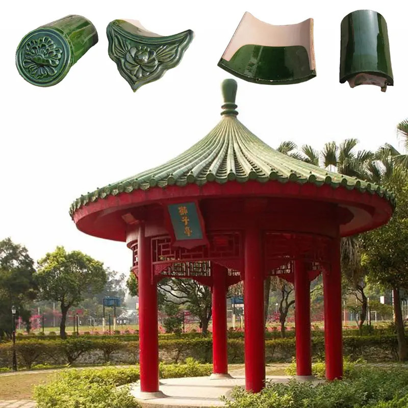 Garden Pavilion Traditional Chinese Ceramic Roof Tiles 1900N Long Durability