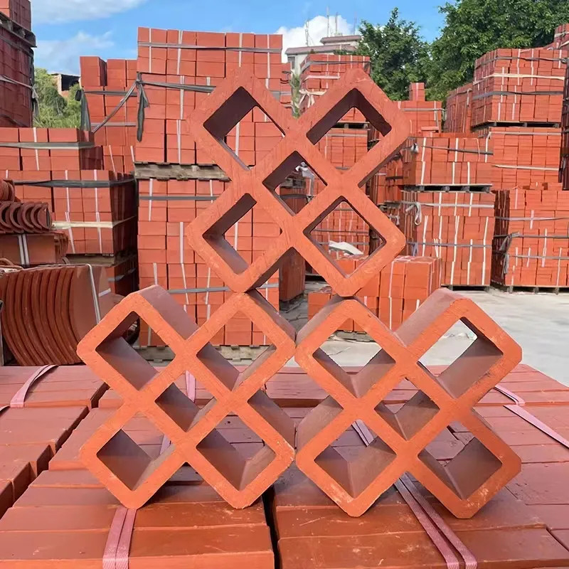 frost resistance Terracotta Wall Breeze Blocks Red Garden Decorative Clay Brick