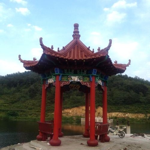 Antique Garden Wood Archaist Chinese Pavilion Paint Surface Treatment