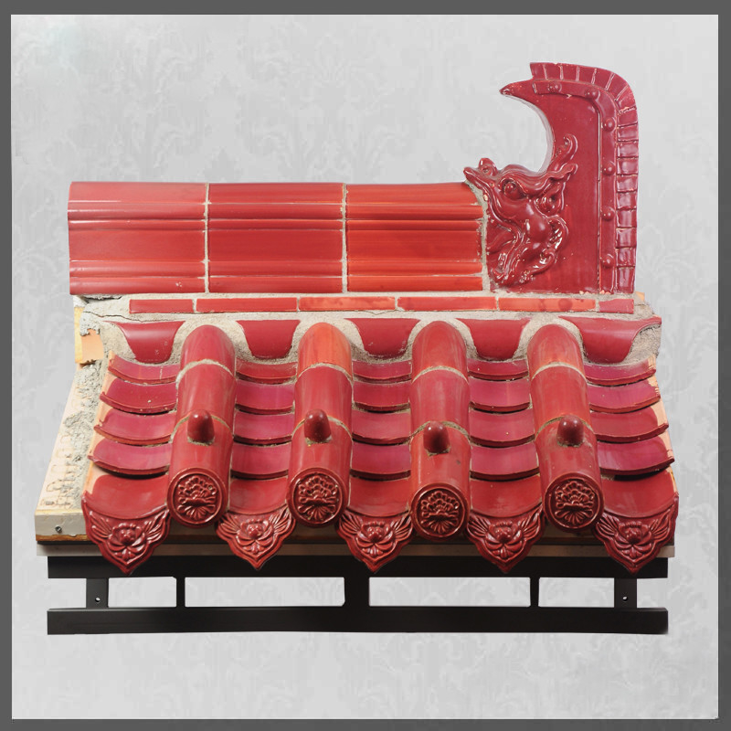 Antique Red Decoration Chinese Ceramic Roof Tiles Graphic Design