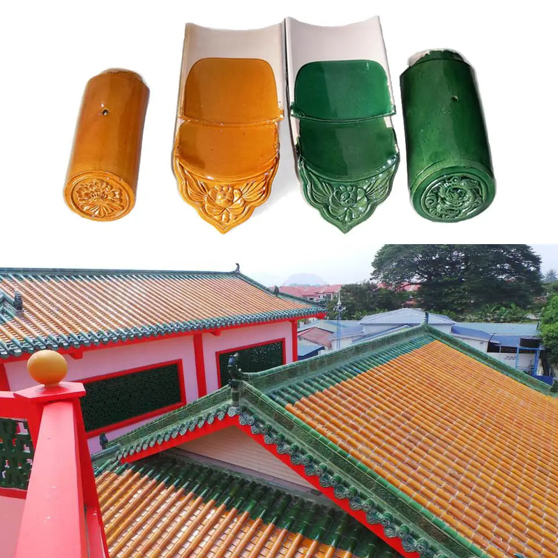 Multi Colored Chinese Glazed Roof Tiles 180*160mm For Roof Decoration