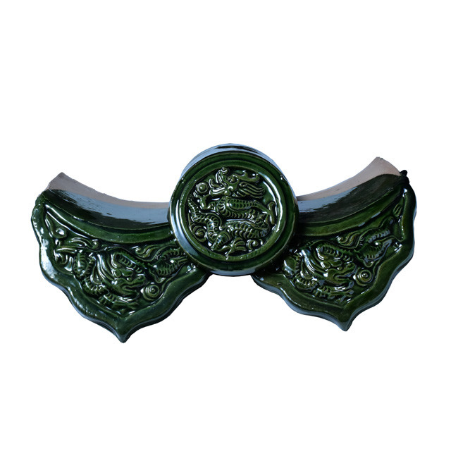 Ceramic Roof Ornaments Green Chinese Roof Tiles For Buddhist Temple Building