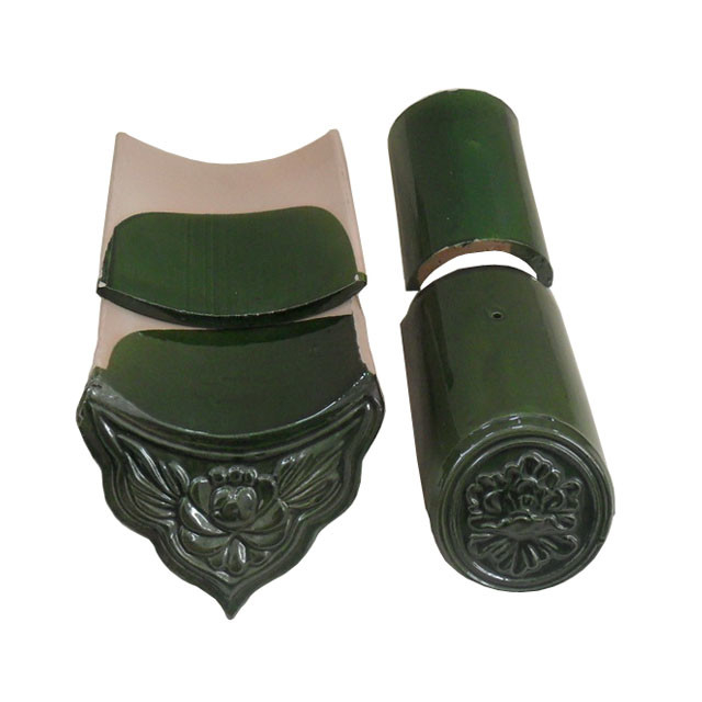 Ceramic Roof Ornaments Green Chinese Roof Tiles For Buddhist Temple Building