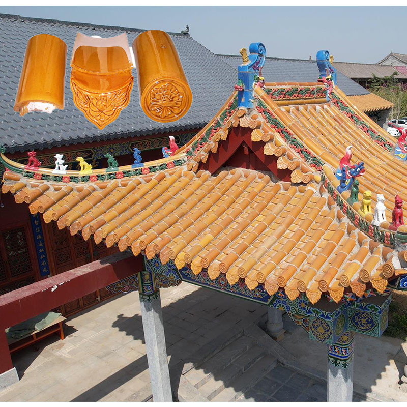 Multi Colored Chinese Glazed Roof Tiles 180*160mm For Roof Decoration