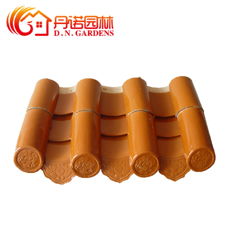 Porcelain Skillful Chinese Glazed Roof Tiles Gold Yellow