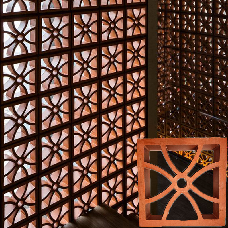 Red Color Klin Fired Terracotta Ventilation Brick Breeze Blocks Clay Wall Screen