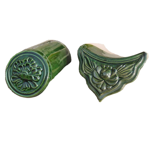 Chinese Glazed Roof Tile High Gloss Green Ceramic Material Finish Ideal For Temples And Shrin
