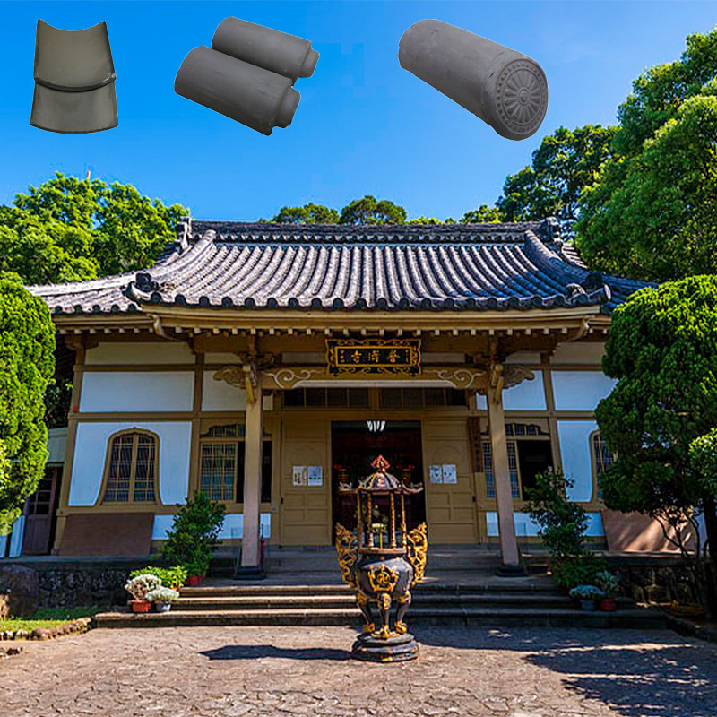 Architectural Temple Japanese Clay Roof Tiles Antique