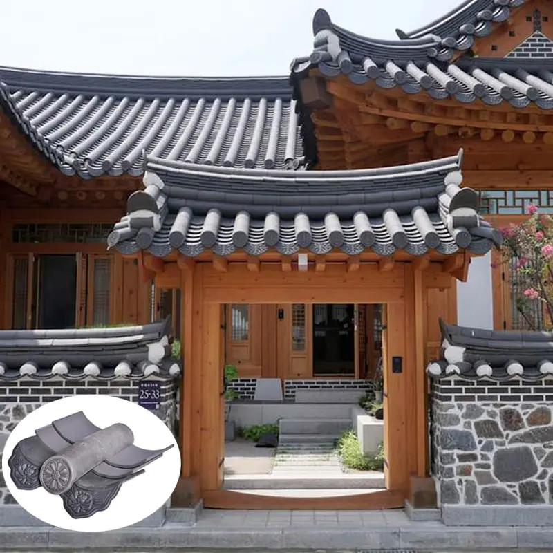 Clay Gray Color Oriental Japanese Roof Tiles Building Material
