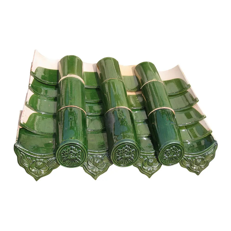Waterproof Chinese Temple Roof Tiles , Green Ceramic Roof Tiles