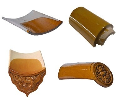 Glossy 220x200mm Chinese Clay Roof Tiles For Buddhist Temple Decoration