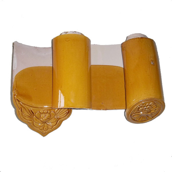 Glossy 220x200mm Chinese Clay Roof Tiles For Buddhist Temple Decoration