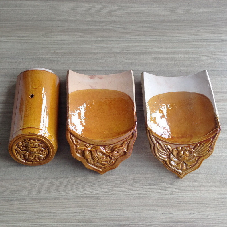Flat 180x160mm China Roof Tiles Ceramic Material For Buddhist Building Chinese Temple