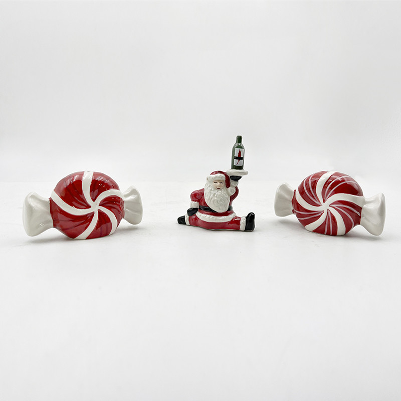 Hand Painted Ceramic Craft Christmas Santa Claus New Year Candy Salt & Pepper Shaker Custom Size Pattern