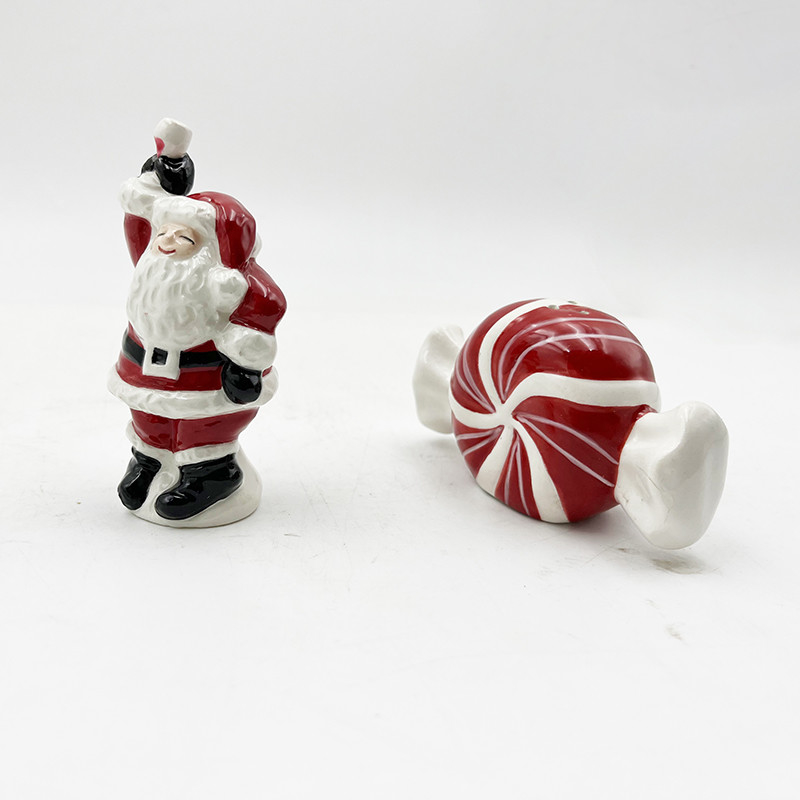 Hand Painted Ceramic Craft Christmas Santa Claus New Year Candy Salt & Pepper Shaker Custom Size Pattern