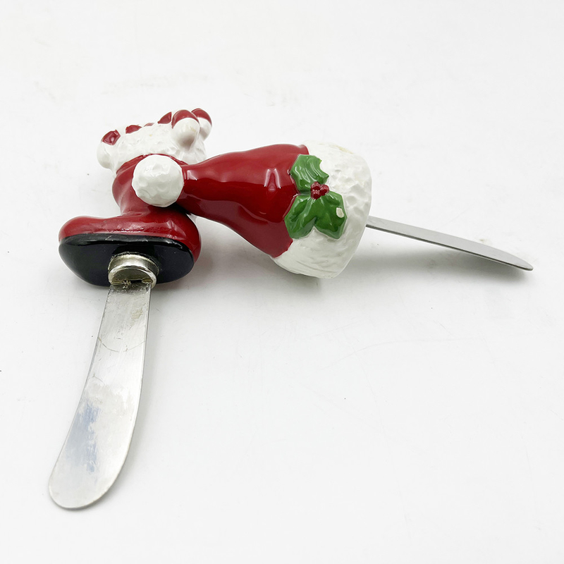 Christmas Santa Hat Boot Hand Painted Handle With Stainless Steel Blade Cheese Spreader Butter Spreader