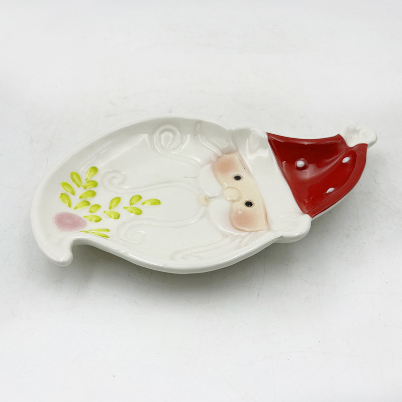 Christmas Santa Claus Ceramic Cake Cookie Plate Gifts Porcelain Holiday Decorative Dinnerware