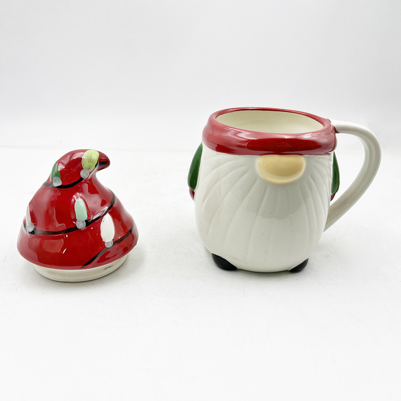 Custom Creative 3D Spring Gnome Decorations Cups Christmas Ceramic Mugs With Lid