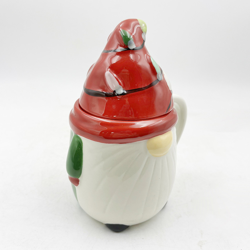 Custom Creative 3D Spring Gnome Decorations Cups Christmas Ceramic Mugs With Lid