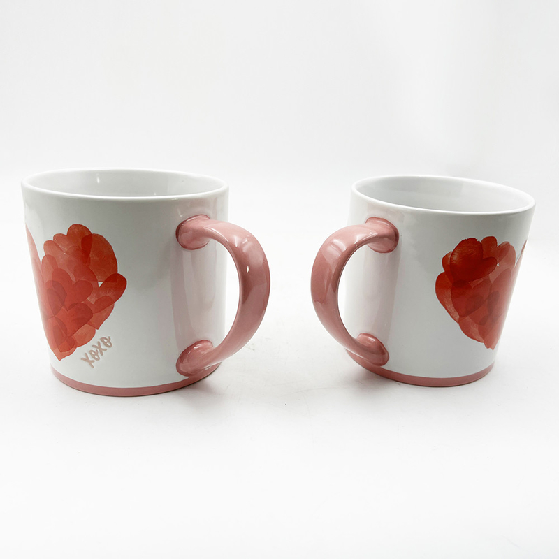 Valentine's Day Painted Heart Ceramic Crafts Products Mug Couple Cup Gift For Home And Cafe