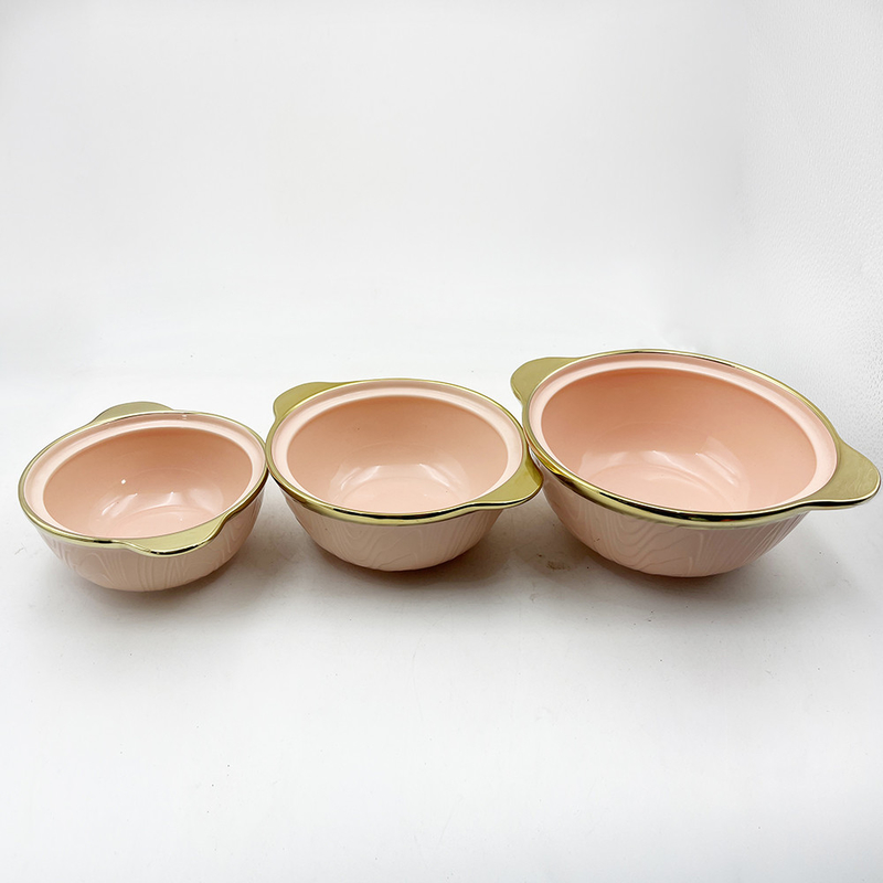 Luxury Gilt-Edged Pink Marble Porcelain Dinner Bowl Home Hotel Ceramics Dinnerware Sets many size