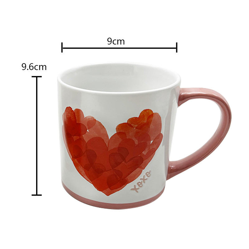 Valentine's Day Painted Heart Ceramic Crafts Products Mug Couple Gift For Home And Cafe