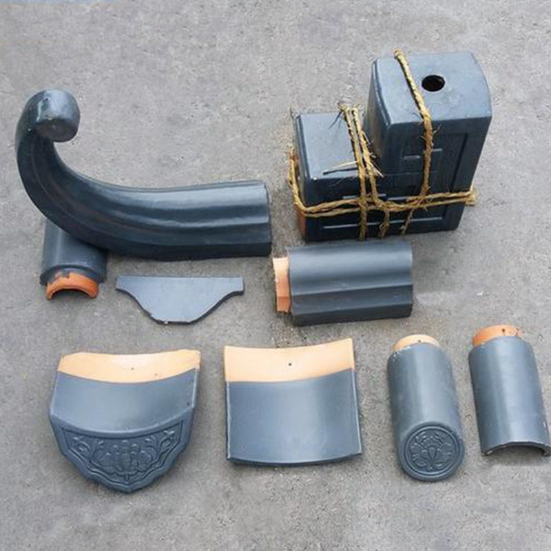 Chinese Style Traditional Thailand Temple Palace Ceramic Interlocking Roof Tiles Black Color Shrine House