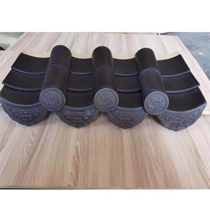 Chinese Style Traditional Thailand Temple Palace Ceramic Interlocking Roof Tiles Black Color Shrine House