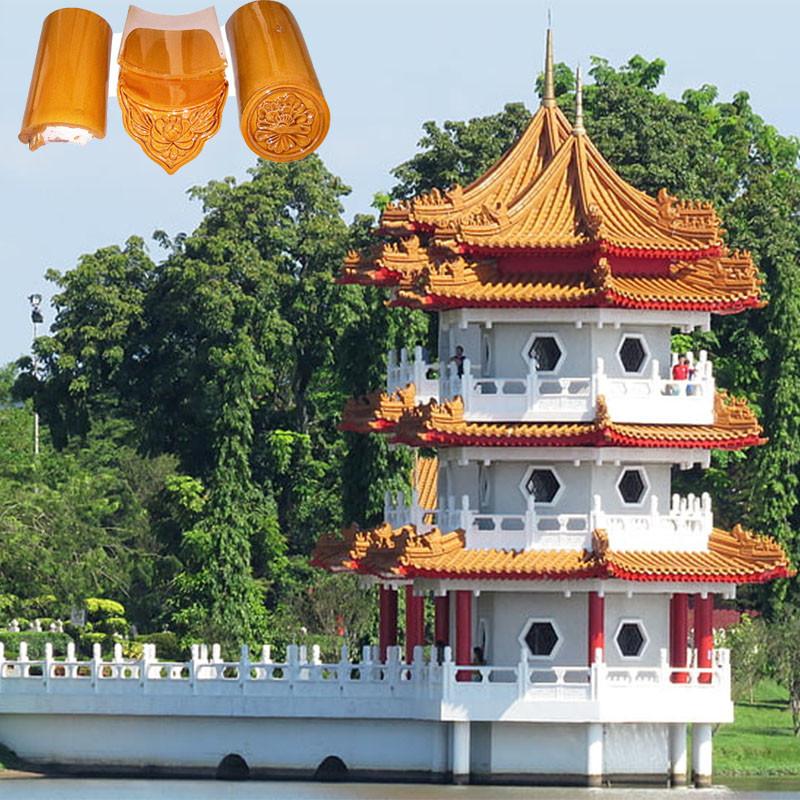 Chinese Traditional Double Shade Ceramic Tile Roof For Warehouses Hotels Temples Villas 10mm Thickness Heat Insulation