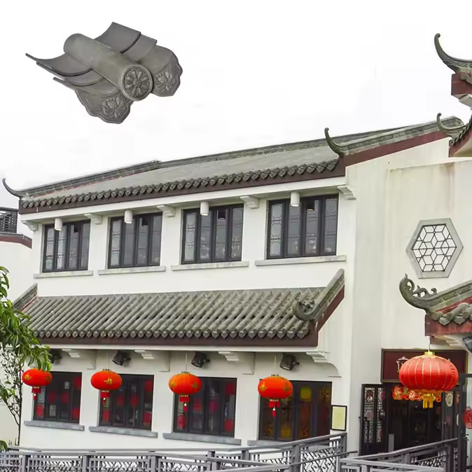 Chinese Tea House Roof Tile Sushi Residence Restaurant Decorative Roof Clay Material Tile