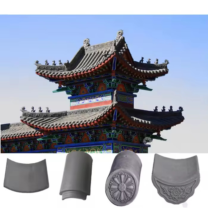 Authentic Traditional Chinese Temple Roof Tiles Premium Grey Clay Timeless Appeal Perfect For Roof Restoration