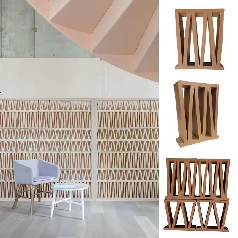 Red Terracotta Facade Bricks Clay Building Breeze Block For House Cafe & Office Decoration