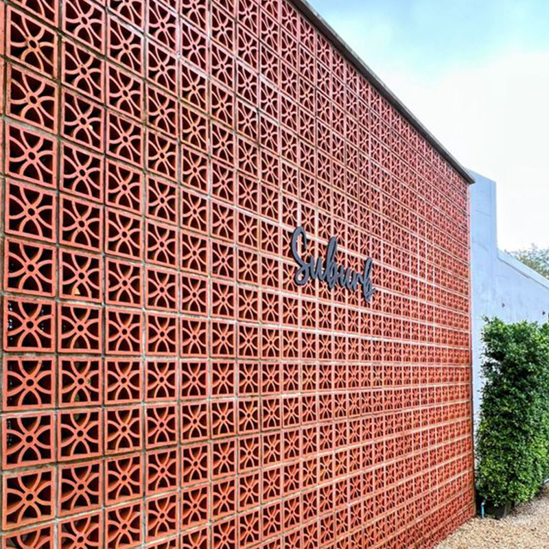 Artistic Courtyard Exterior Latest Modern Wall Design Clay Hollow Breeze Block Facade Block