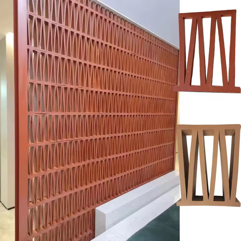 M Pattern Roman Style Building Wall Veneer Breeze Block Clay Bricks Hollowed Terracotta Decorative Wall Tile