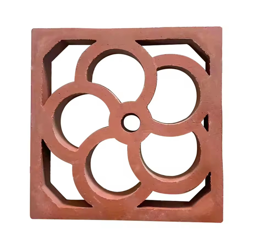 Decorative Building Tile Outdoor Terracotta Screen Artistic Traditional Style Wall Decoration Hollow Red Clay Bricks